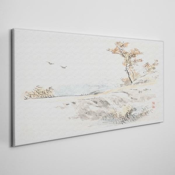 Foto leinwand Eine friedliche Landschaft am Wasser