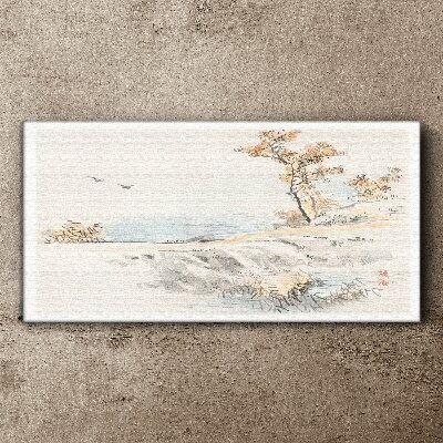Foto leinwand Eine friedliche Landschaft am Wasser