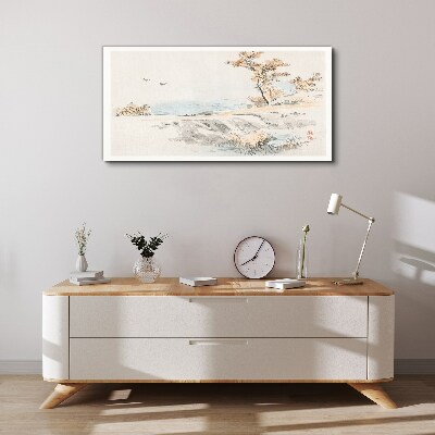 Foto leinwand Eine friedliche Landschaft am Wasser
