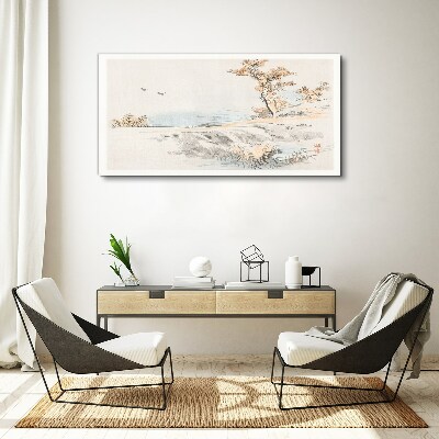 Foto leinwand Eine friedliche Landschaft am Wasser