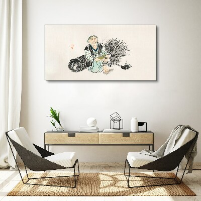 Foto auf leinwand Alter Mann mit einem Besen
