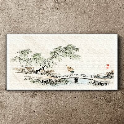 Wandbild Flussbrückenbäume