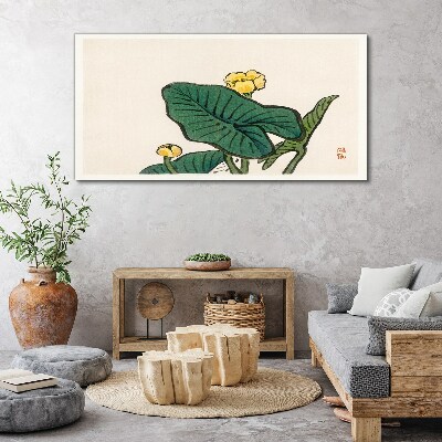 Foto auf leinwand Blumen vor dem Hintergrund von Blättern