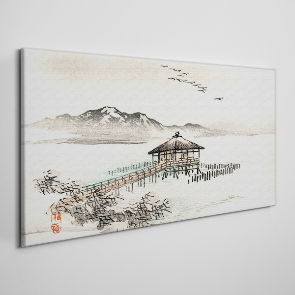 Foto auf leinwand Eine friedliche Landschaft am Wasser