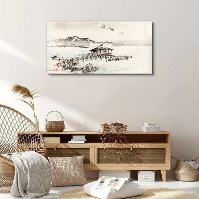 Foto auf leinwand Eine friedliche Landschaft am Wasser