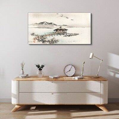 Foto auf leinwand Eine friedliche Landschaft am Wasser