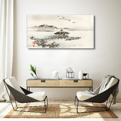 Foto auf leinwand Eine friedliche Landschaft am Wasser