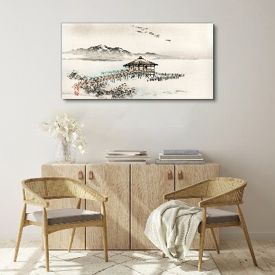 Foto auf leinwand Eine friedliche Landschaft am Wasser