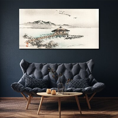 Foto auf leinwand Eine friedliche Landschaft am Wasser