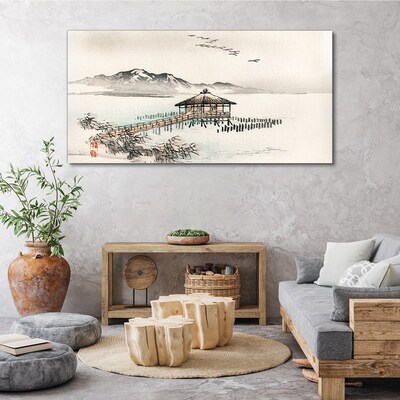 Foto auf leinwand Eine friedliche Landschaft am Wasser