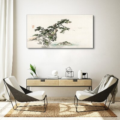 Foto auf leinwand Friedliche Landschaft mit einer Kiefer