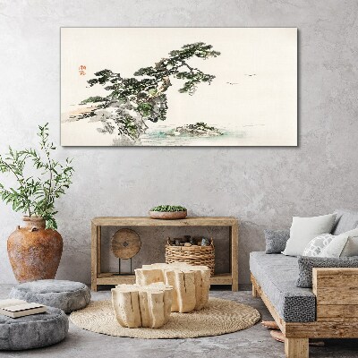 Foto auf leinwand Friedliche Landschaft mit einer Kiefer