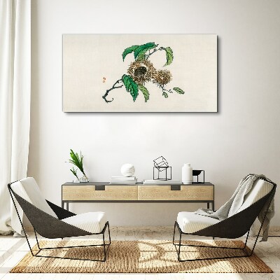 Bild auf leinwand Kastanienzweig mit Blättern