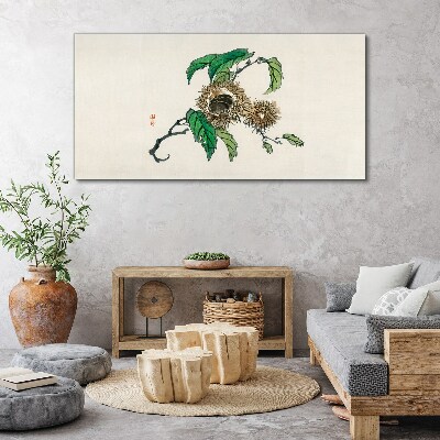 Bild auf leinwand Kastanienzweig mit Blättern