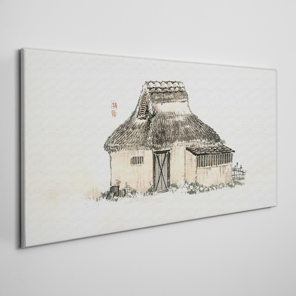 Foto auf leinwand Landhaus mit Grasdach