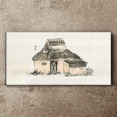 Foto auf leinwand Landhaus mit Grasdach