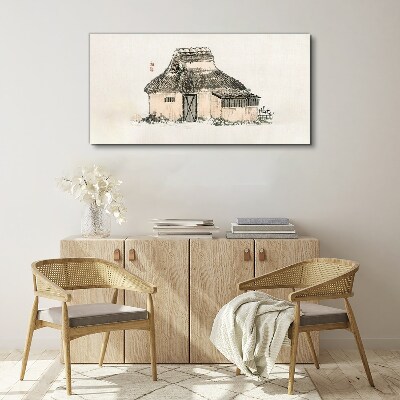 Foto auf leinwand Landhaus mit Grasdach