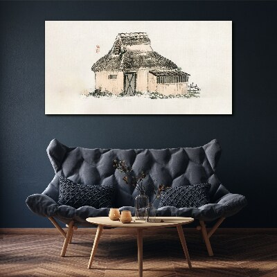 Foto auf leinwand Landhaus mit Grasdach