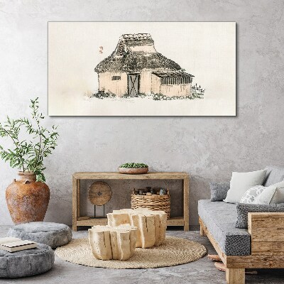 Foto auf leinwand Landhaus mit Grasdach