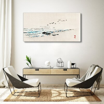 Foto auf leinwand Friedliche Küste mit Vögeln