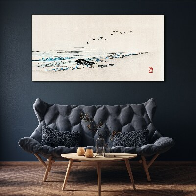 Foto auf leinwand Friedliche Küste mit Vögeln