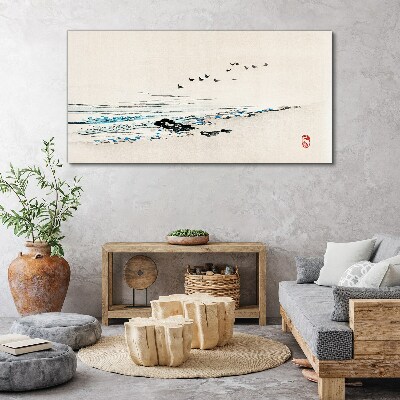 Foto auf leinwand Friedliche Küste mit Vögeln