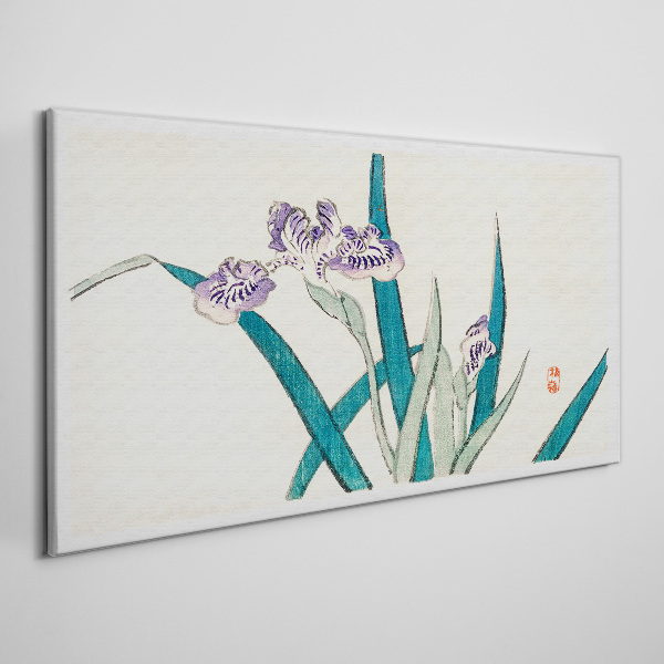 Leinwandbild Irisblüten auf hellem Hintergrund