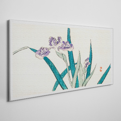 Leinwandbild Irisblüten auf hellem Hintergrund