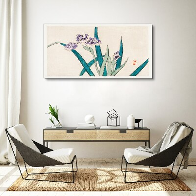Leinwandbild Irisblüten auf hellem Hintergrund