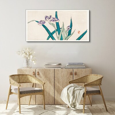 Leinwandbild Irisblüten auf hellem Hintergrund