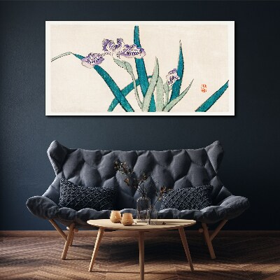 Leinwandbild Irisblüten auf hellem Hintergrund