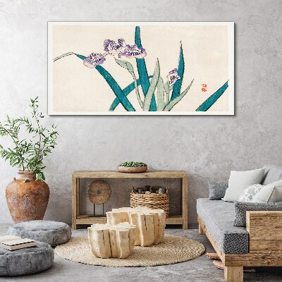 Leinwandbild Irisblüten auf hellem Hintergrund