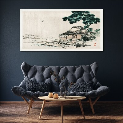 Foto auf leinwand Ruhiges Landhaus am See