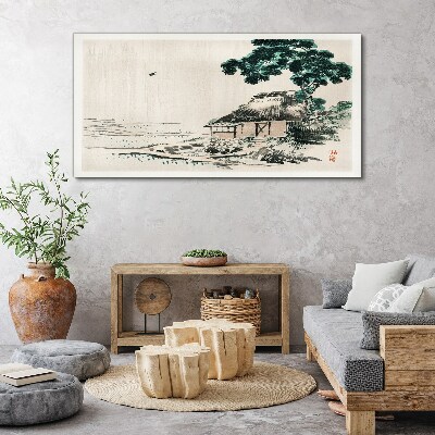 Foto auf leinwand Ruhiges Landhaus am See