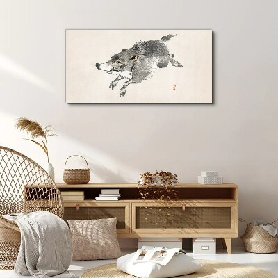 Foto leinwand Laufendes Wildschwein