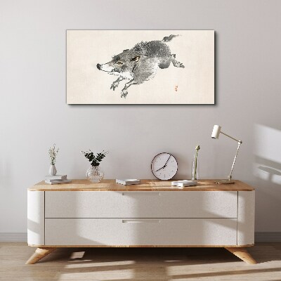 Foto leinwand Laufendes Wildschwein