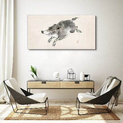 Foto leinwand Laufendes Wildschwein