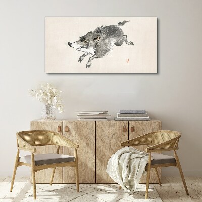 Foto leinwand Laufendes Wildschwein