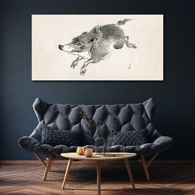 Foto leinwand Laufendes Wildschwein
