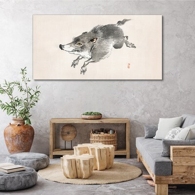 Foto leinwand Laufendes Wildschwein