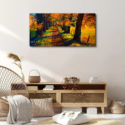 Foto auf leinwand Goldene Allee in der Herbstsonne