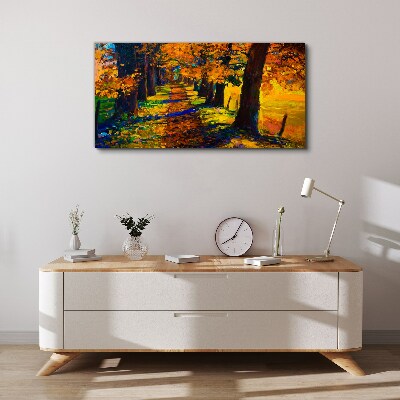 Foto auf leinwand Goldene Allee in der Herbstsonne