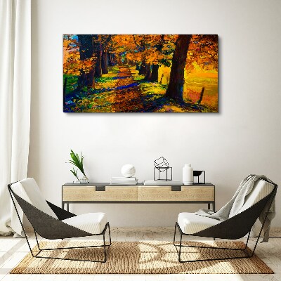 Foto auf leinwand Goldene Allee in der Herbstsonne