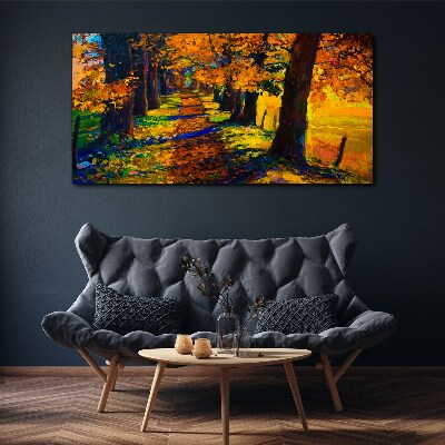 Foto auf leinwand Goldene Allee in der Herbstsonne
