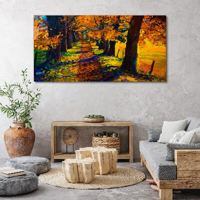 Foto auf leinwand Goldene Allee in der Herbstsonne