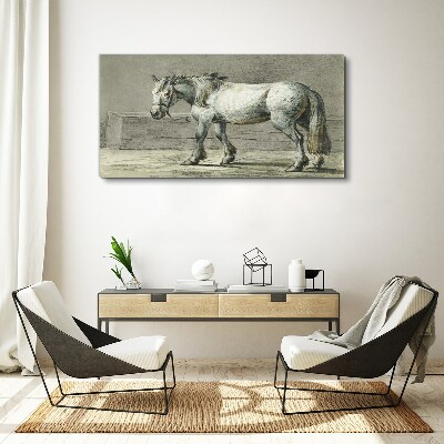 Foto auf leinwand Gehendes Pferd in Grautönen