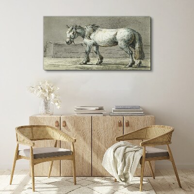 Foto auf leinwand Gehendes Pferd in Grautönen