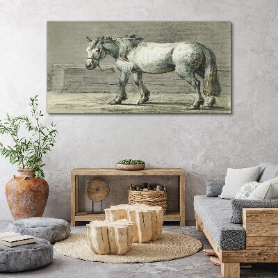Foto auf leinwand Gehendes Pferd in Grautönen