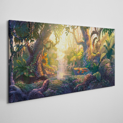 Foto auf leinwand Geheimnisvoller Wald am Morgen