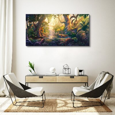 Foto auf leinwand Geheimnisvoller Wald am Morgen